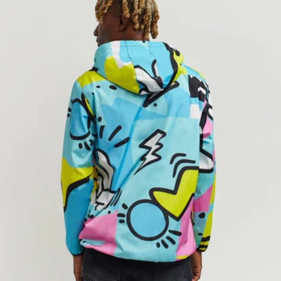 Reason Clothing Relax Half-Zip Allover Y2K Print Anorak Size S - Picture 2 of 6